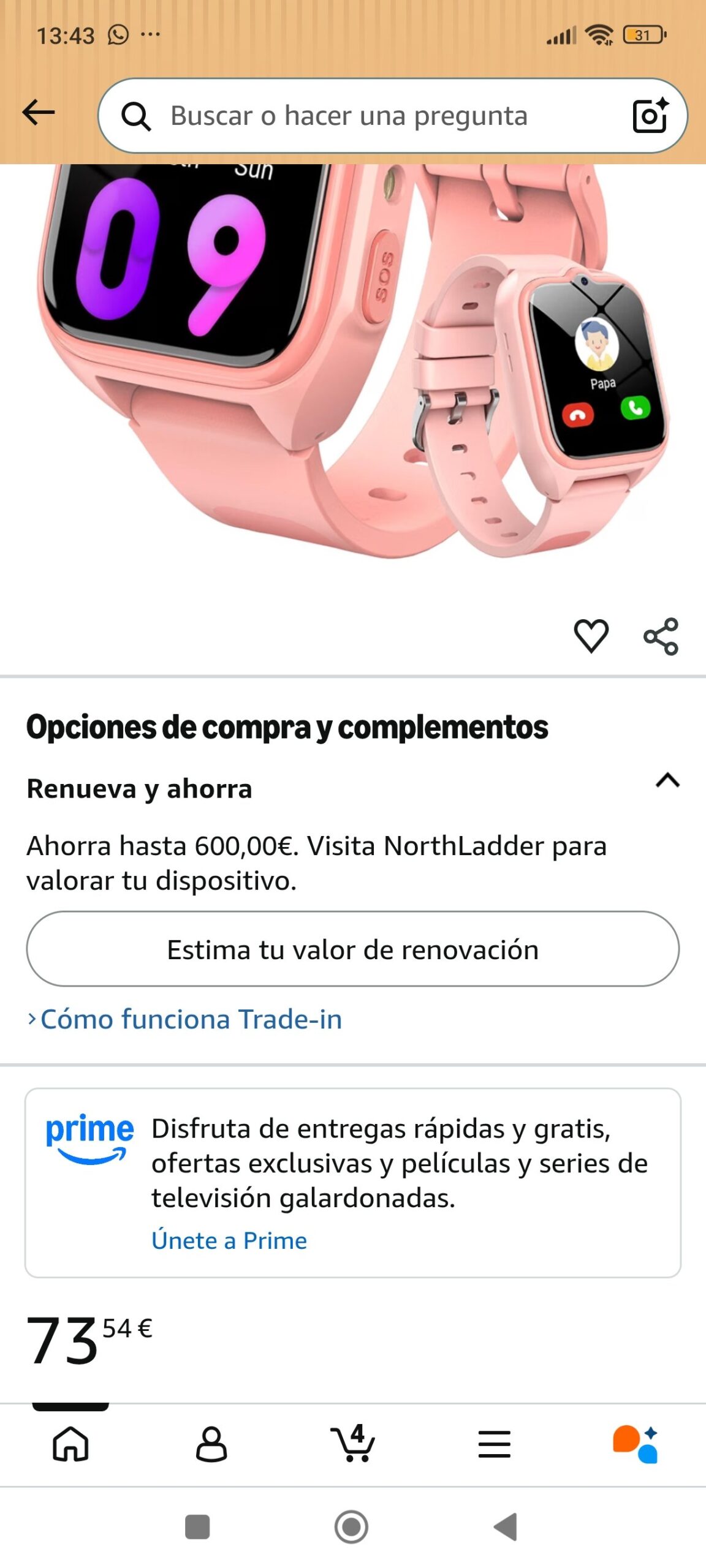 Reloj inteligente infantil Blackview 4G con GPS, videollamadas y botón SOS – Rosa - Imagen 2